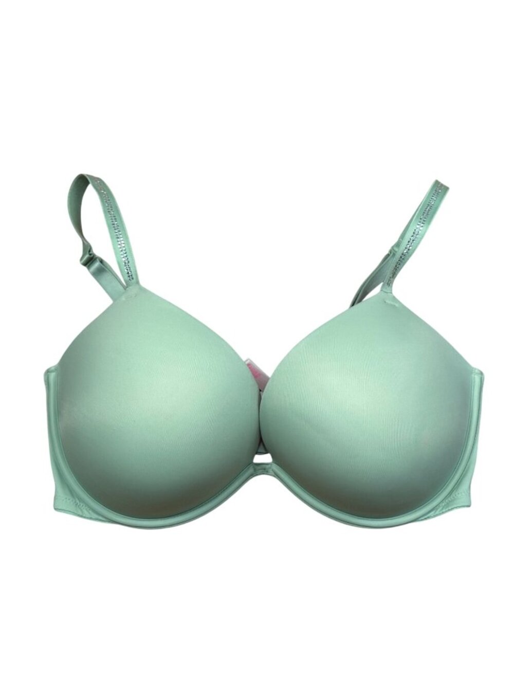 Victorias Secret Pink Push-Up Bra Mint Green With Rhinestone Straps Size 36DD